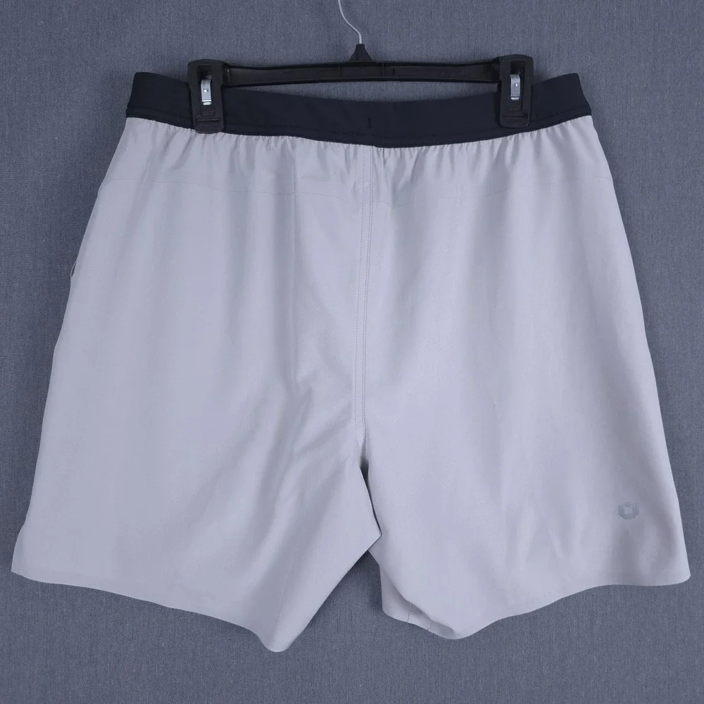 IBKUL Performance Shorts Mens Large Gray Lined Athletic Stretch Gym Running
